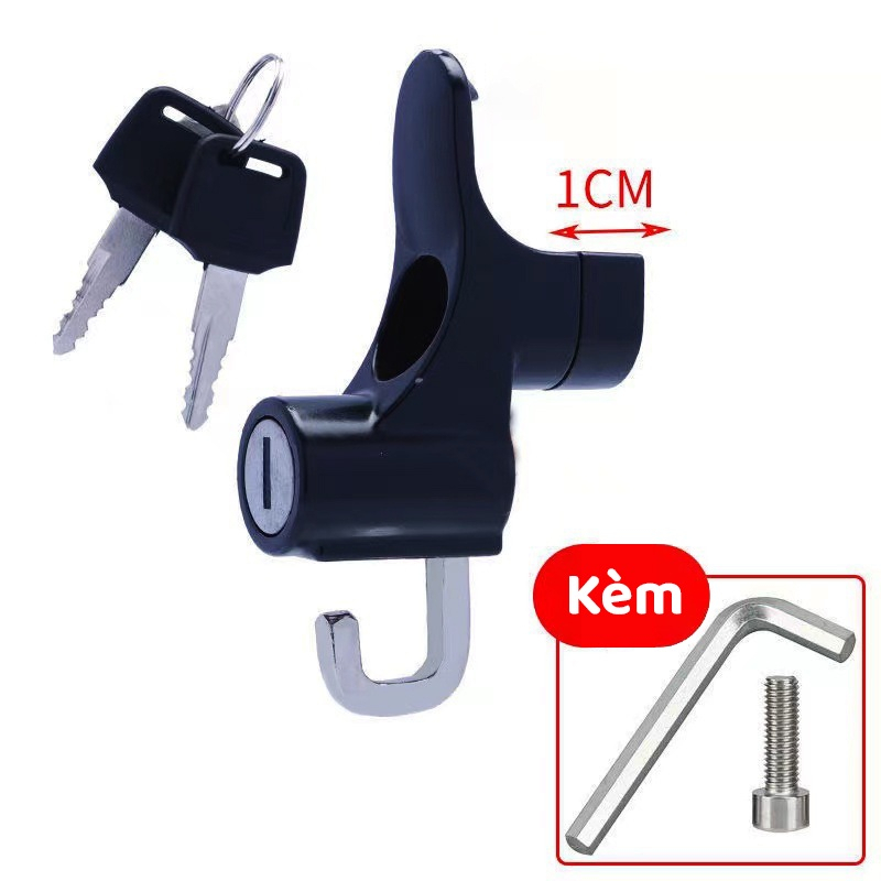 Khóa mũ bảo hiểm cho xe máy, xe đạp điện hai chế độ khóa mũ và treo đồ - Chất thép chống gỉ an toàn - Kèm 2 chìa k2226mm
