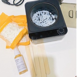 Combo nồi nấu sáp wax lông chống dính+ 100g sáp sữa dừa cao cấp + mỡ trăn tặng kèm que gỗ