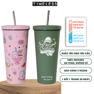 Ly Giữ Nhiệt Pastel 750ml Inox 304 , Cốc giữ nhiệt Khắc Tên, tặng Sticker, Chổi rửa bình