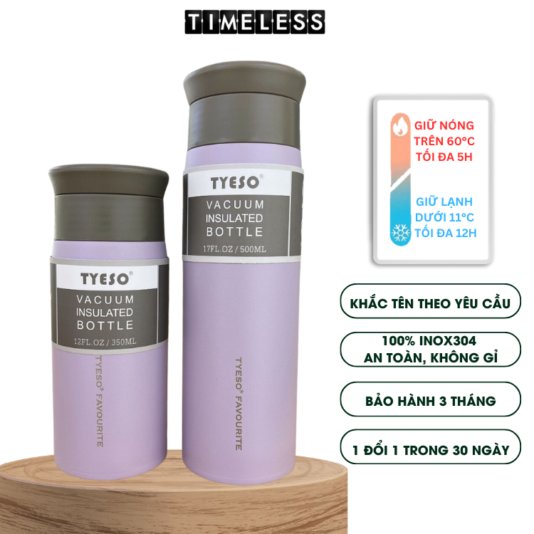 Bình giữ nhiệt TYESO Khắc Tên 500ML inox 304 an toàn, giữ được đồng thời nóng và lạnh trên 8H B143
