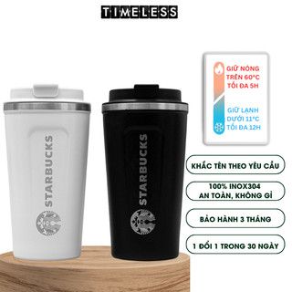 Ly giữ nhiệt 6-12h Starbuck cốc giữ nhiệt 510ml bình nước khắc tên inox 304 tặng sticker