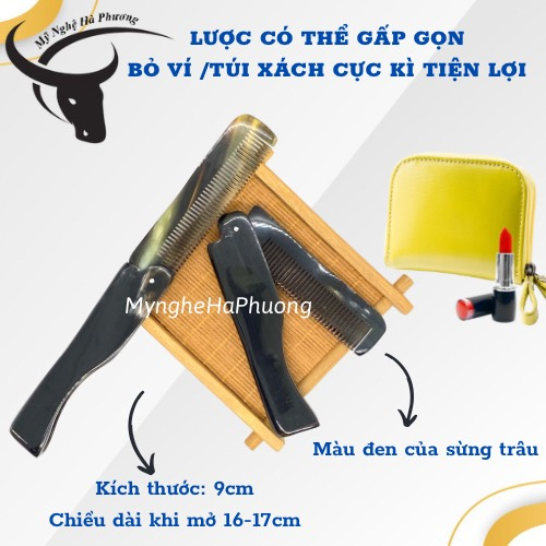 Lược sừng gấp gọn 2 màu, loại bỏ túi dành riêng cho nam (size: XS-9cm) - lược chải tóc, chải râu