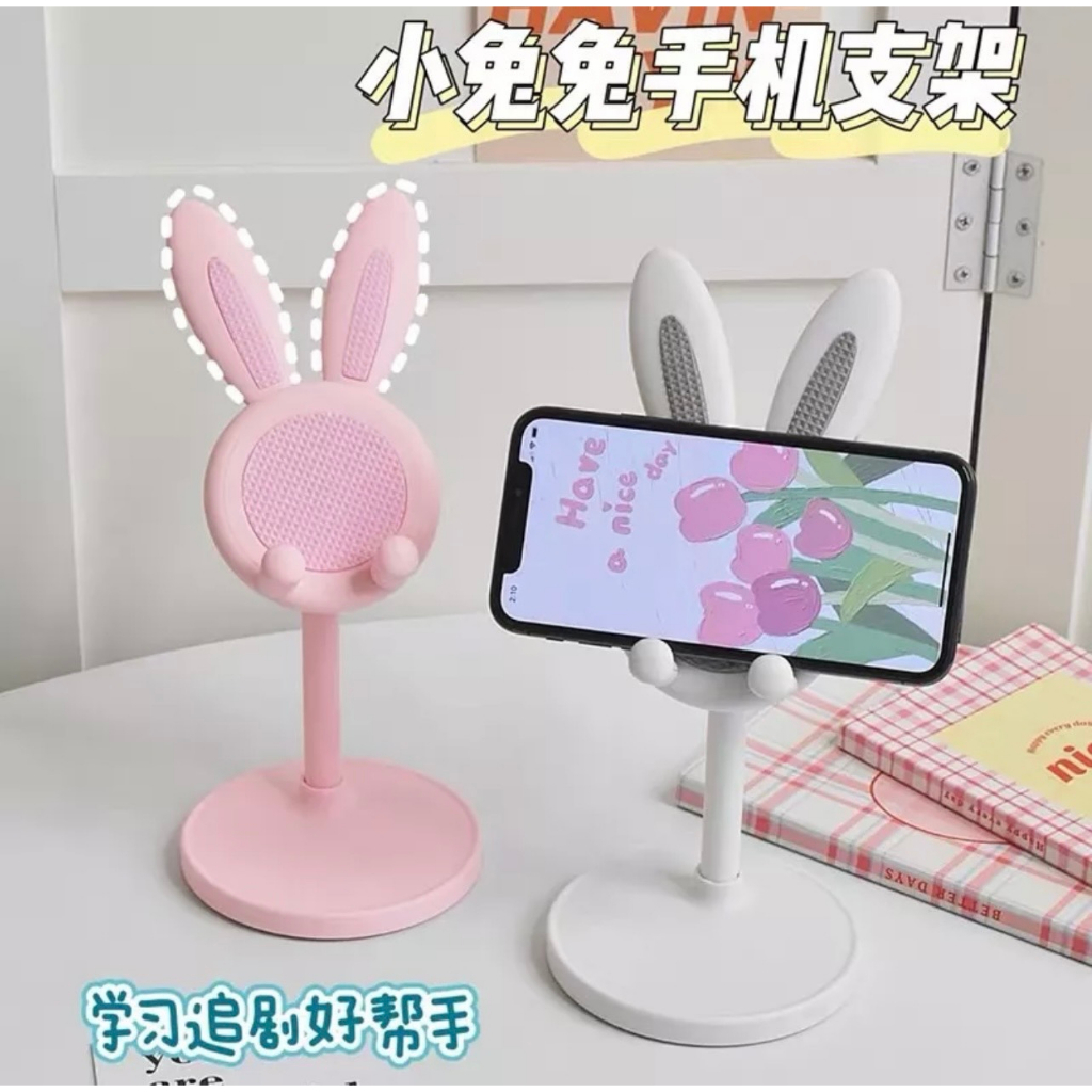 Giá Đỡ Điện Thoại , Ipad , Máy Tính Bảng Hình Tai Thỏ Dễ Thương Tiện Dụng Điều Chỉnh Cao Thấp, Đế Chống Trượt