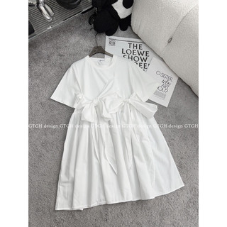 Váy babydoll buộc nơ phối thô