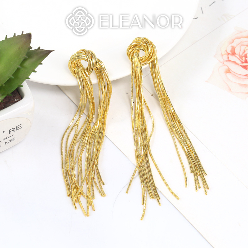 Bông tai nữ chuôi bạc 925 Eleanor Accessories thiết kế tua rua phụ kiện trang sức 5735