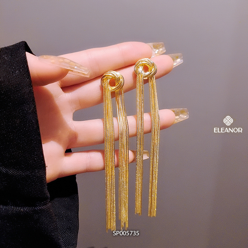 Bông tai nữ chuôi bạc 925 Eleanor Accessories thiết kế tua rua phụ kiện trang sức 5735