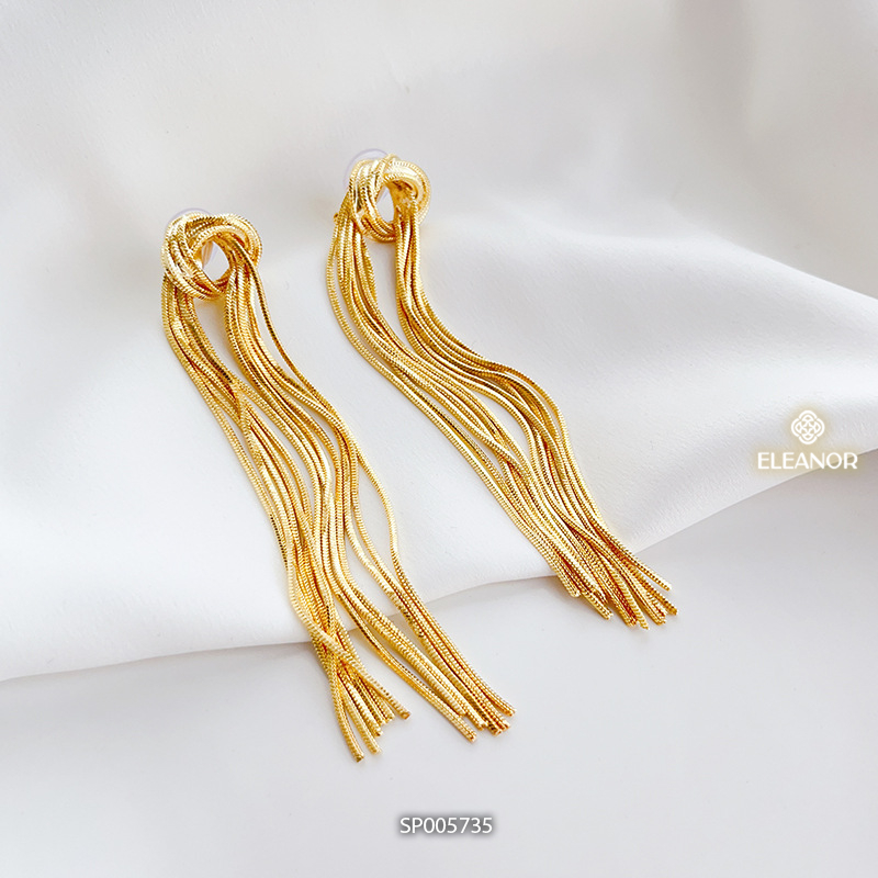 Bông tai nữ chuôi bạc 925 Eleanor Accessories thiết kế tua rua phụ kiện trang sức 5735
