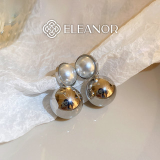 Bông tai nữ chuôi bạc 925 Eleanor Accessories hình bi tròn đính ngọc trai nhân tạo phụ kiện trang sức 5719