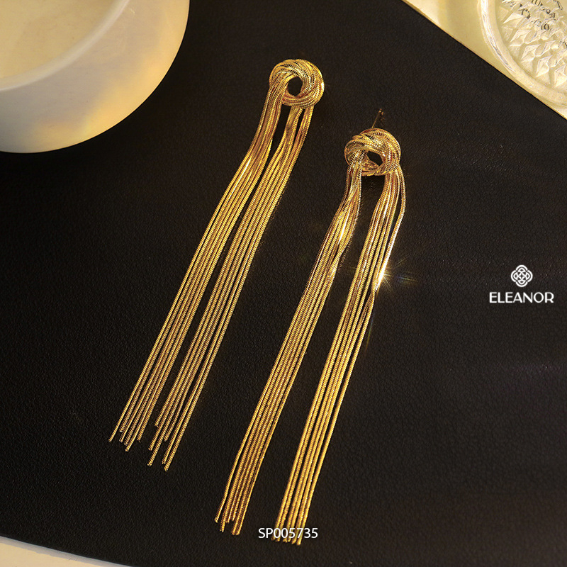 Bông tai nữ chuôi bạc 925 Eleanor Accessories thiết kế tua rua phụ kiện trang sức 5735