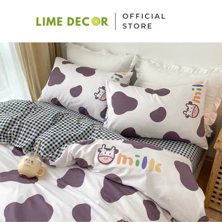Bộ Chăn Ga Gối vải Cotton Poly mẫu bò sữa hàng nhập khẩu cao cấp bộ 4 món
