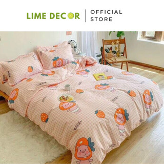 Bộ Chăn Ga Gối vải Cotton Poly mẫu bé heo hàng nhập khẩu cao cấp bộ 4 món