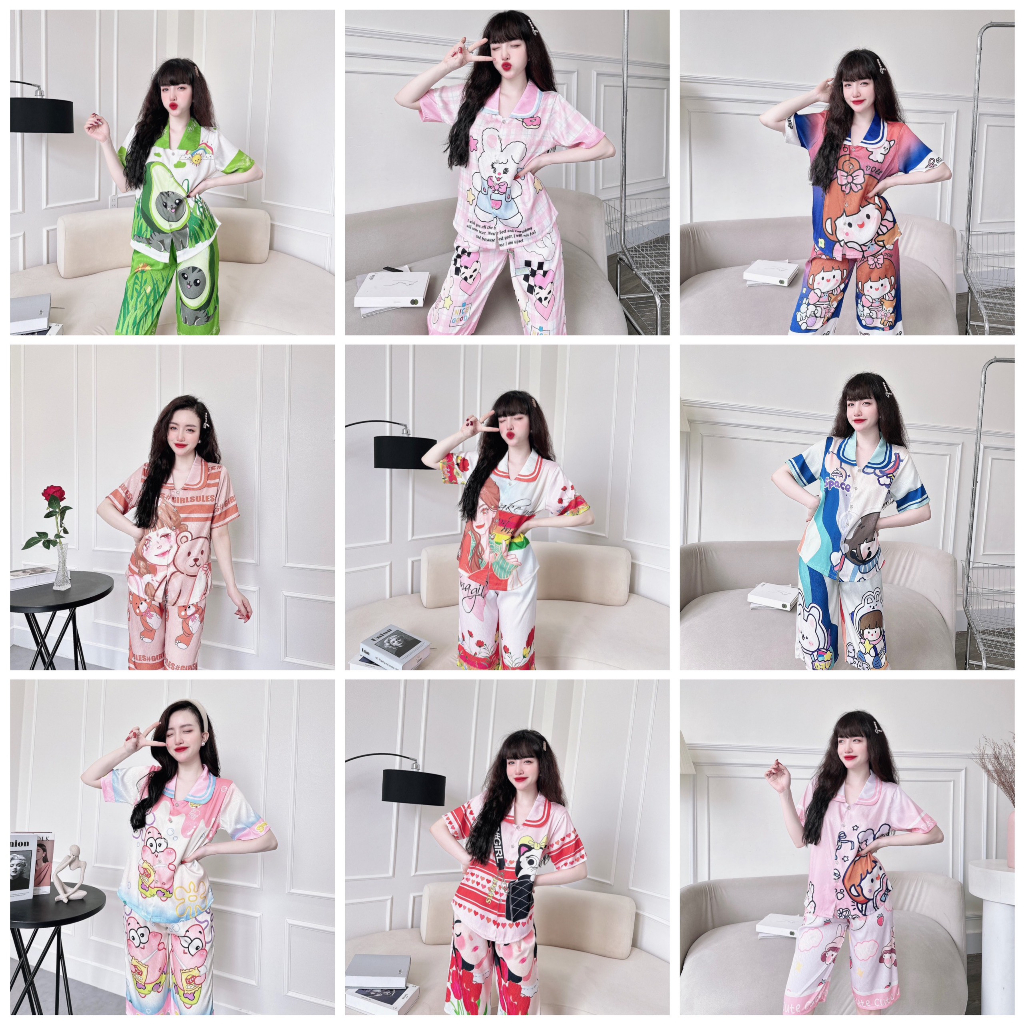 pijama tay ngắn quần lửng, lụa xước thiết kế cao cấp hot trend , đồ bộ hot nhất hiện nay nhiều mẫu, bao giặt máy,ánh kim