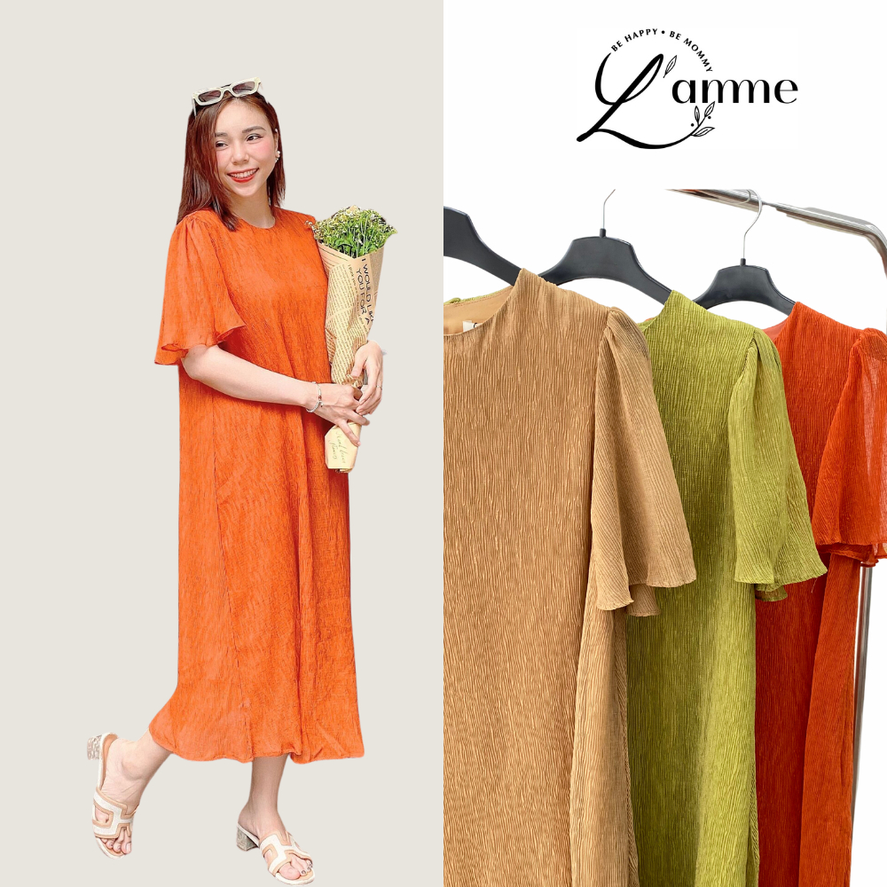 Váy bầu đẹp Ellie đầm bầu dáng xuông, chất liệu Tơ 2 lớp phong cách Hàn Quốc nhẹ nhàng, mát mẻ phù hợp đi làm, đi chơi