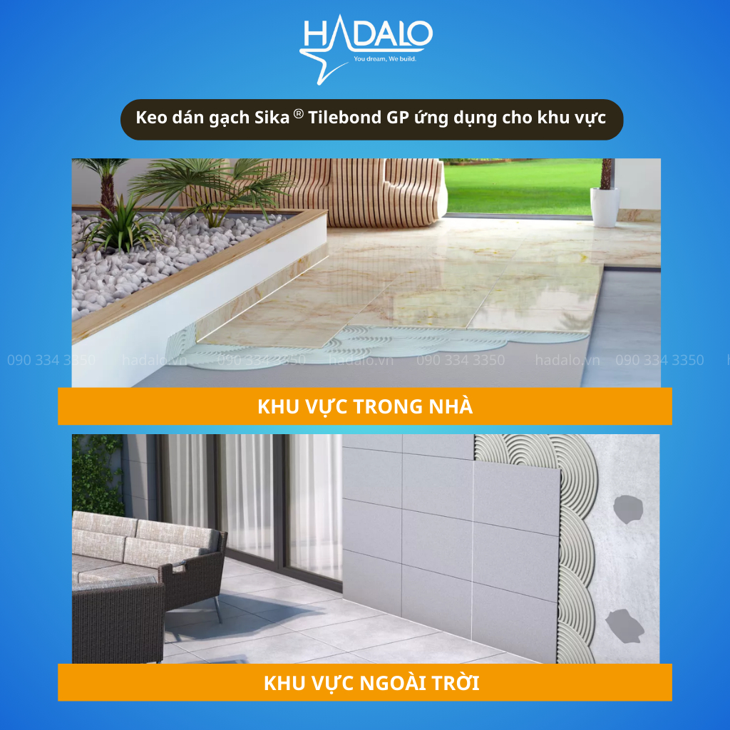 Sika Tilebond GP – Keo dán gạch ceramic, gạch đồng chất, khu vực nội thất – 25kg