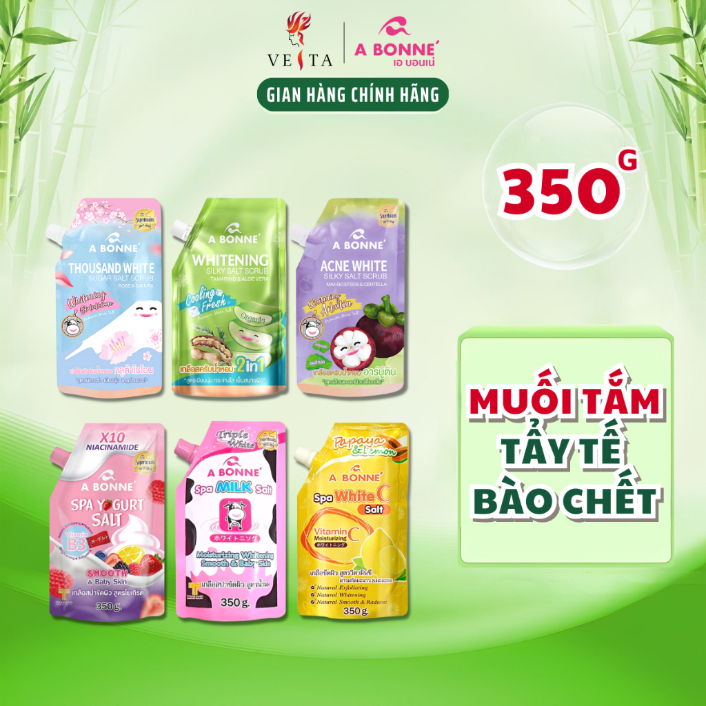 Muối Tắm Sữa Bò Vitamin C Yogurt A Bonne Tẩy Tế Bào Da Chết Body Spa Milk Salt Thái Lan 350gr