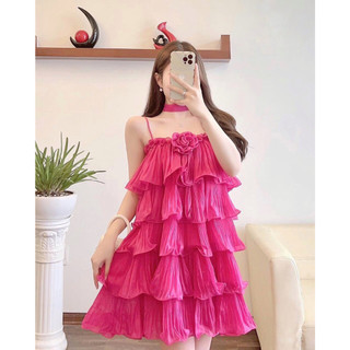 Đầm yếm 2 tầng đính hoa 2 màu