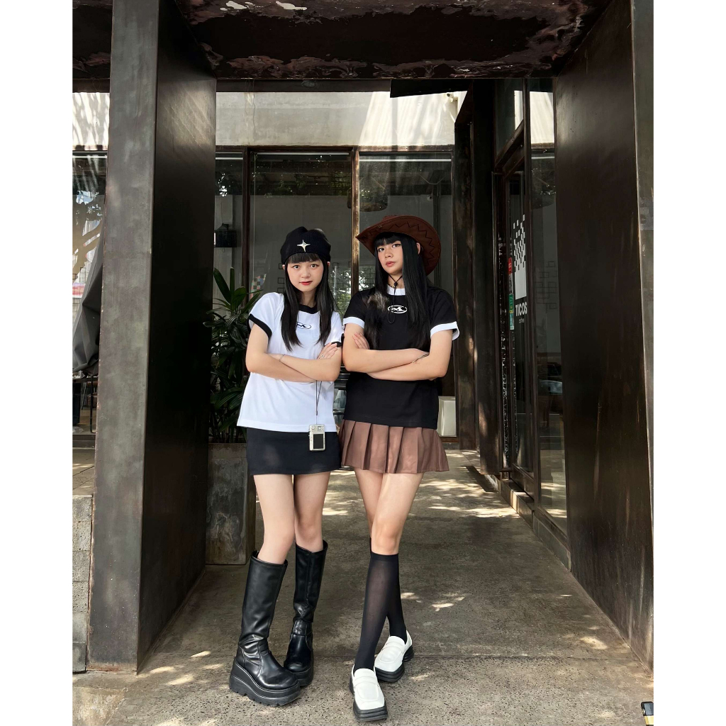 Áo thun nữ Baby Tee Tay viền phối 100% cotton