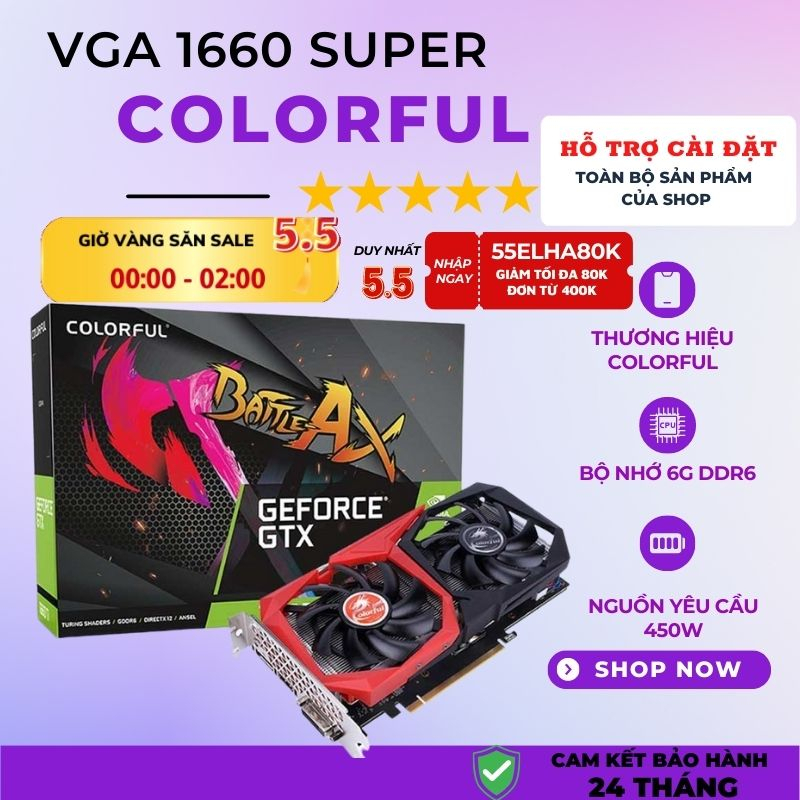 Card màn hình VGA like new 99% 1660 Super colorful Full Box Bảo hành chính hãng 12 tháng-lỗi 1 đổi 1
