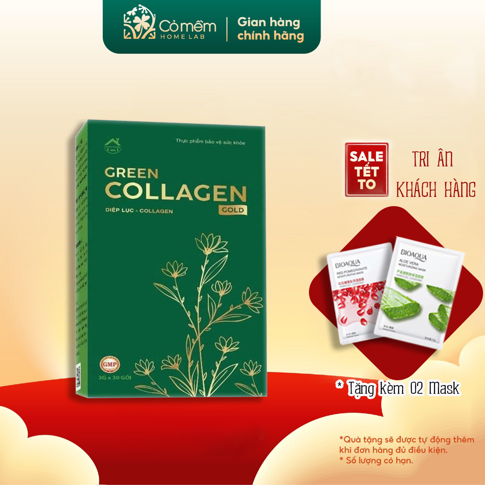Diệp Lục Collagen Mẫu Mới Gold chính hãng hộp 30 gúp Đẹp Da, Chống Lão Hóa, Tăng Cường Sức Khỏe