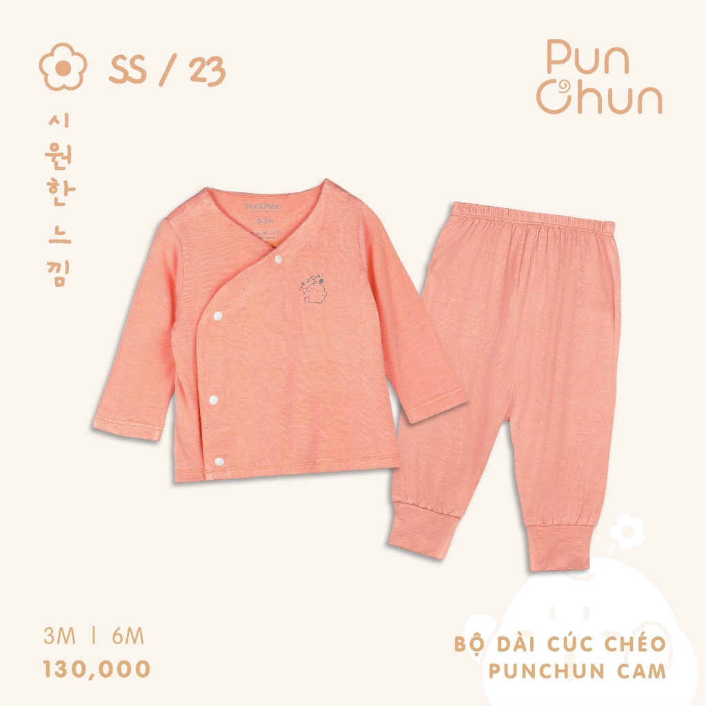 [PUNCHUN] Bộ quần áo set rời dài tay cúc chéo cho bé trai và bé gái sơ sinh cotton mát