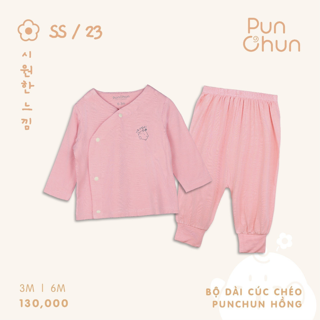 [PUNCHUN] Bộ quần áo set rời dài tay cúc chéo cho bé trai và bé gái sơ sinh cotton mát