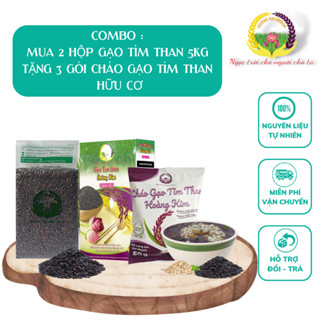Combo MUA 2 Hộp Gạo Tím Than 5kg TẶNG 3 Gói cháo gạo tím than hữu cơ Hoàng Kim