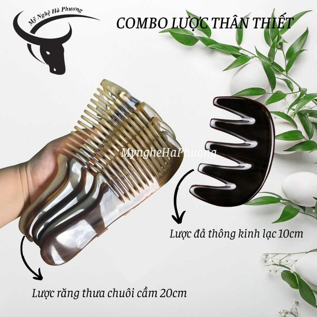 Combo Lược Thân Thiết, lược sừng dùng để mát xa, giúp lưu thông máu
