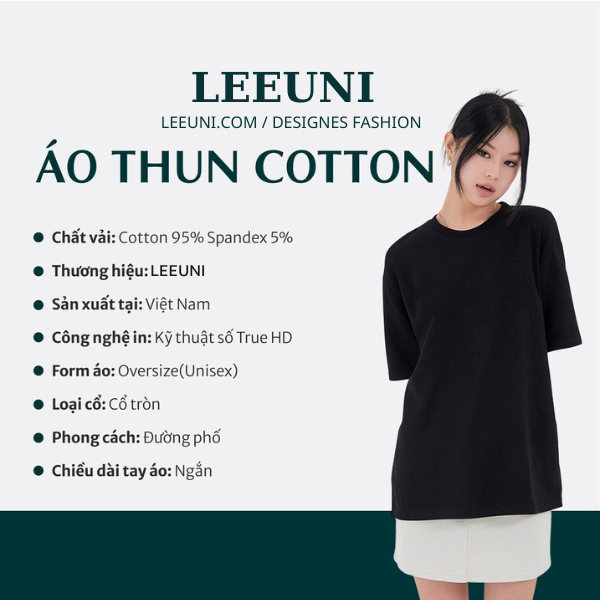 Áo Thun Nam Nữ LeeUni Tay Lỡ Form Rộng, In Hình, Chất Vải 100% Cotton AT37
