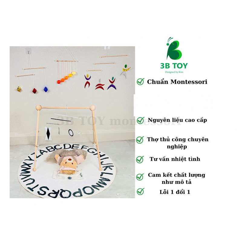 Đồ chơi montessori sơ sinh gobbi-munari-bát diện-chuyển động kích thích thị giác vũ công đồ chơi treo kệ chữ a