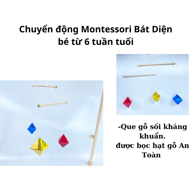 Đồ chơi montessori sơ sinh gobbi-munari-bát diện-chuyển động kích thích thị giác vũ công đồ chơi treo kệ chữ a