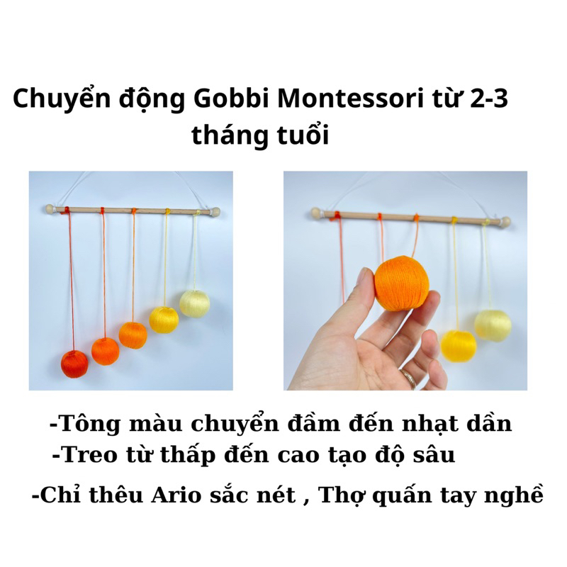 Đồ chơi montessori sơ sinh gobbi-munari-bát diện-chuyển động kích thích thị giác vũ công đồ chơi treo kệ chữ a
