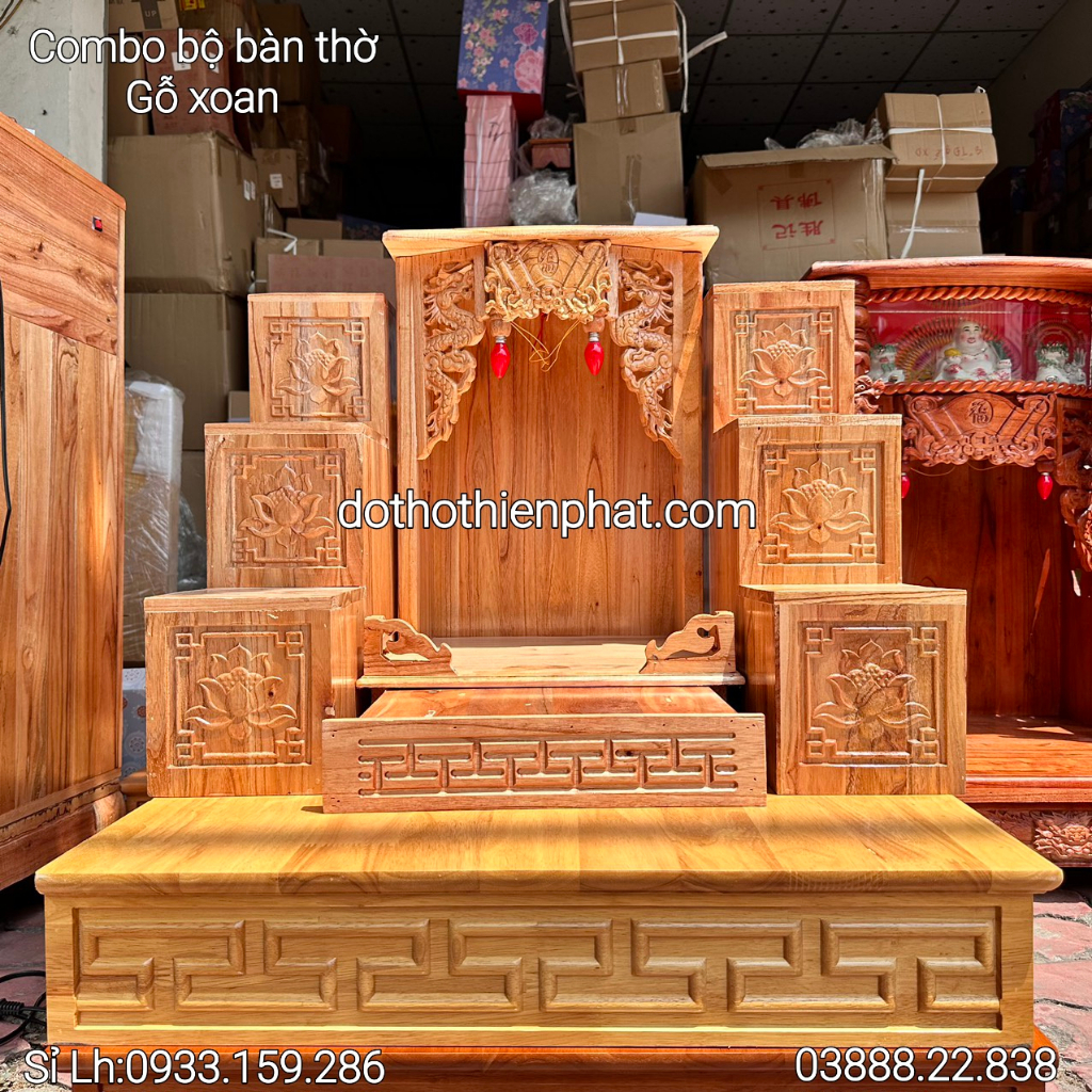 Combo Bộ Bàn thờ ngang 42 gỗ xoan hàng siêu rẻ nhất thị trường Sỉ Lh : 03888.22.838