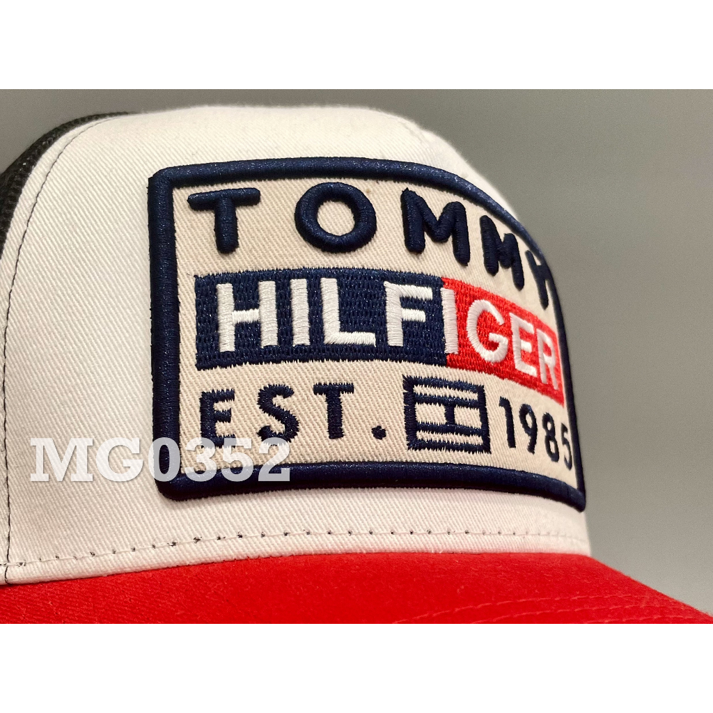 Nón kết Mũ lưỡi trai lưới Mesh Cap TM Hilfiger 1985 nam nữ thoáng khí màu đỏ trắng MG0352