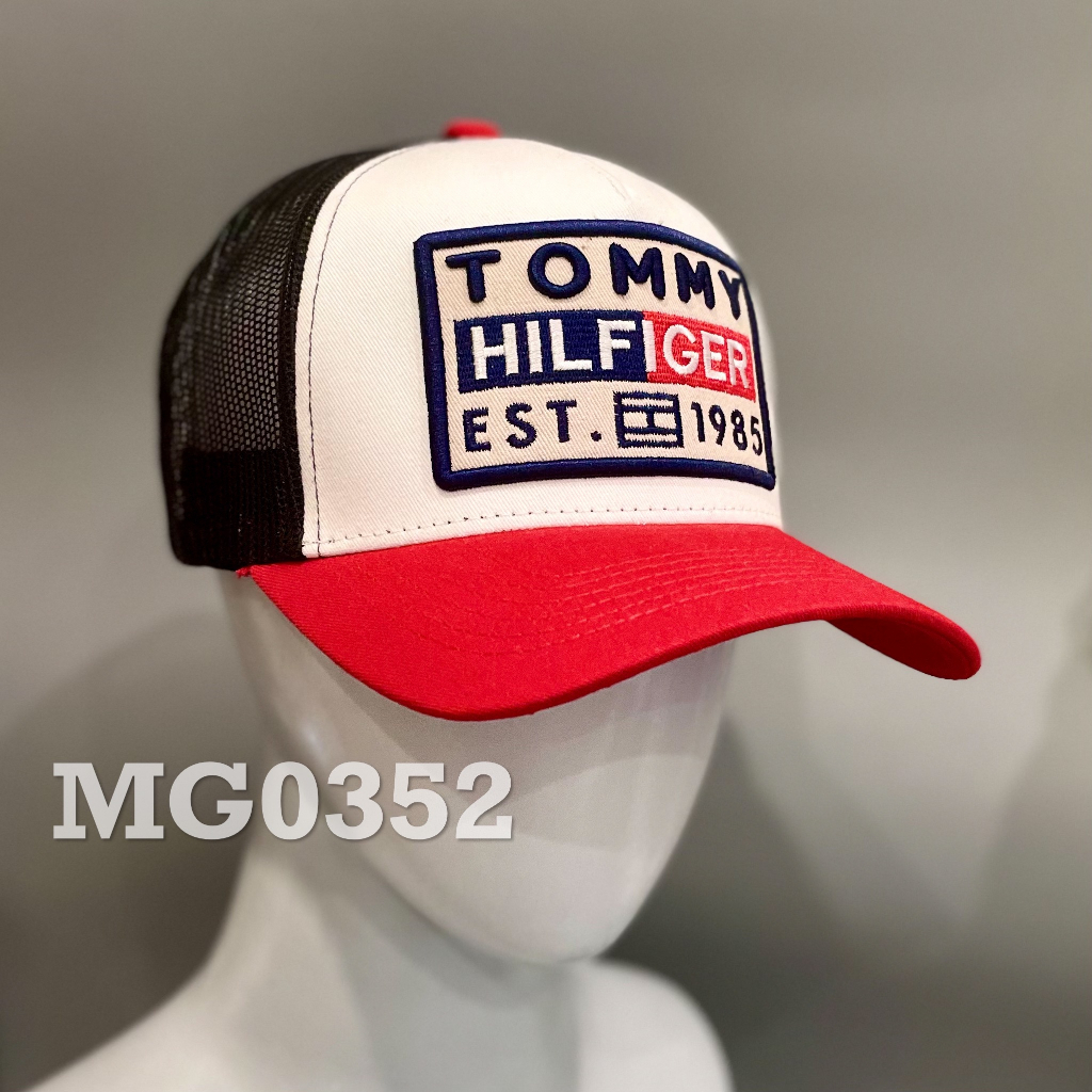 Nón kết Mũ lưỡi trai lưới Mesh Cap TM Hilfiger 1985 nam nữ thoáng khí màu đỏ trắng MG0352