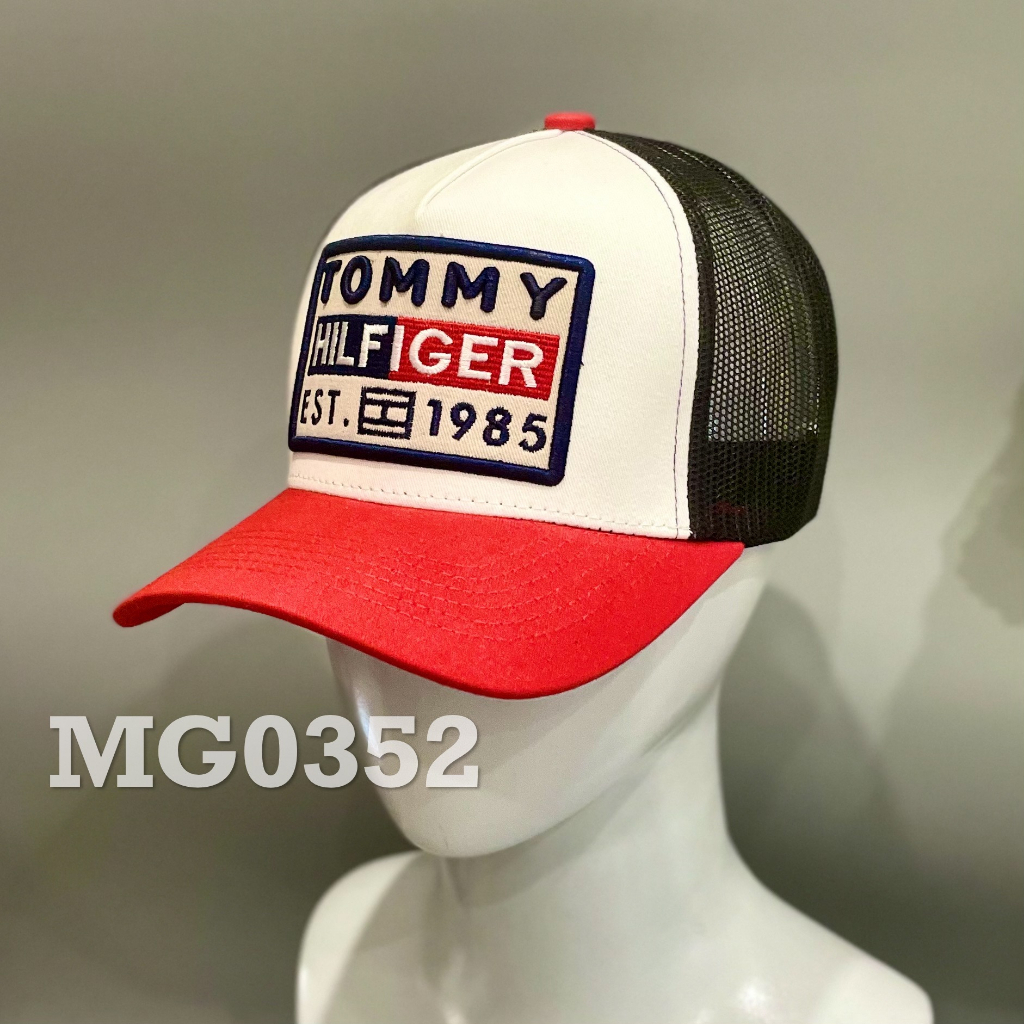 Nón kết Mũ lưỡi trai lưới Mesh Cap TM Hilfiger 1985 nam nữ thoáng khí màu đỏ trắng MG0352