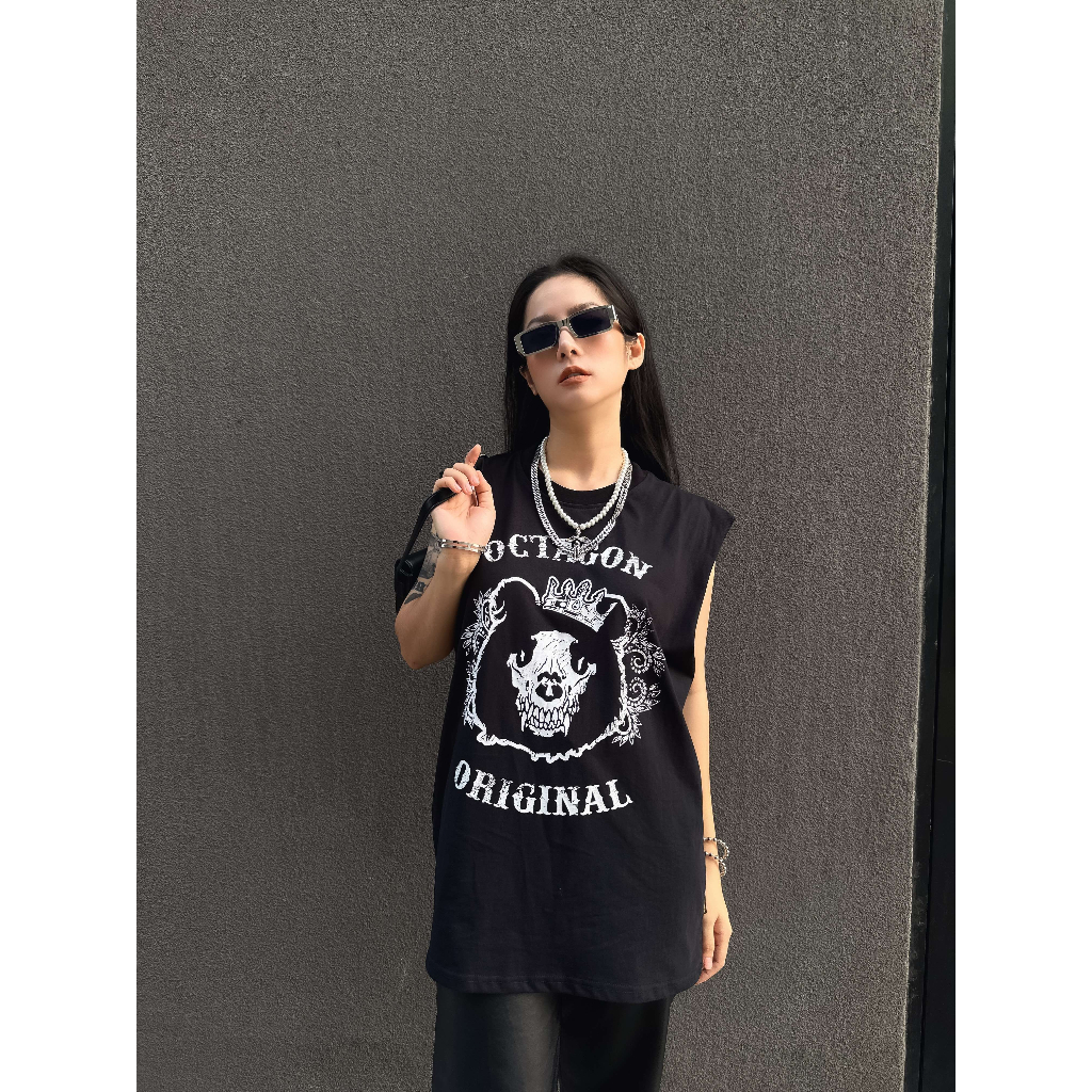 Áo Tanktop Retro OCTAGON Unisex - Cotton 100% - Form Rộng