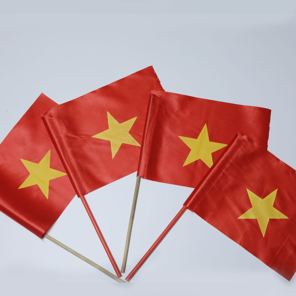 CỜ VẪY KHAI GIẢNG CỜ ĐỎ SAO VÀNG - CỜ CẦM TAY LOẠI VẢI ĐẸP IN 2 MẶT - BĂNG ĐÔ VIỆT NAM CHIẾN THẮNG