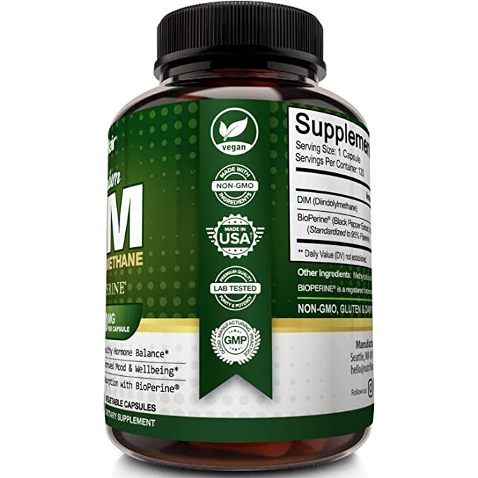 NutriFlair Premium Dim & Bioperine 400mg - Viên uống cân bằng hormone, chuyển hóa estrogen, giảm mụn và PCOS 120 viên