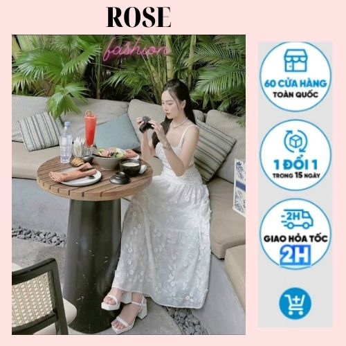 Đầm Tiểu Thư Dáng Dài, Đầm Váy Nữ Maxi Đi Biển Áo Croptop 2 Dây Chân Váy Midi Chất Ren Hàng Thiết Kế Đi Chơi, Đi Tiệc