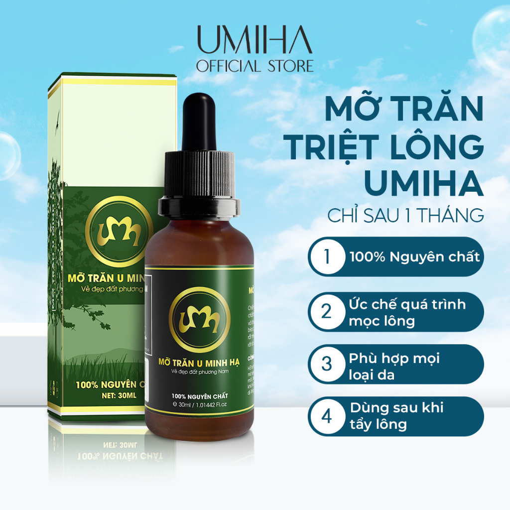 Mỡ trăn triệt lông UMIHA (30ml) - Ức chế mọc lông, triệt lông sau khi dùng Kem tẩy lông và Sáp Wax lông