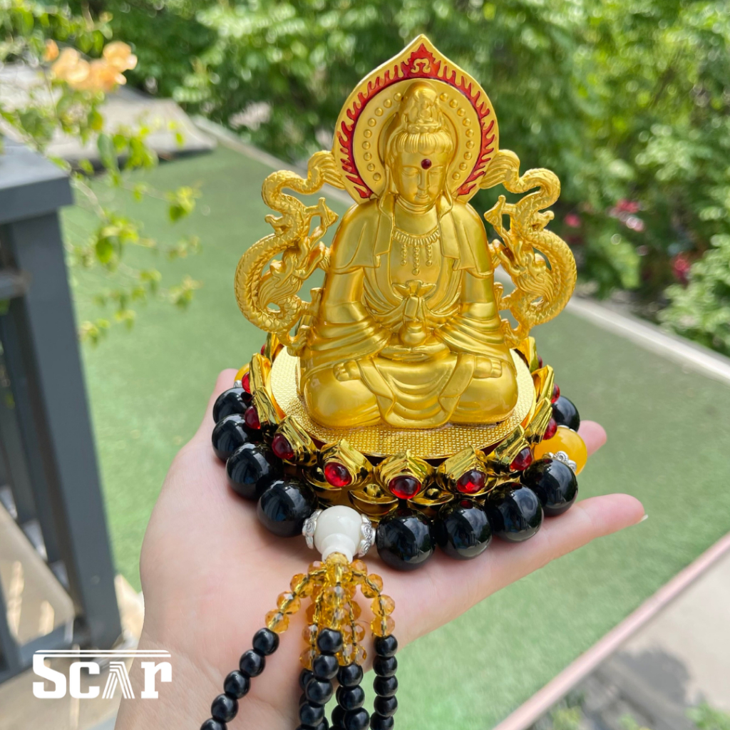 Tượng Phật Quan Âm Đế Xoay Đỏ Trang Trí Taplo mang lại may mắn, bình an - s354