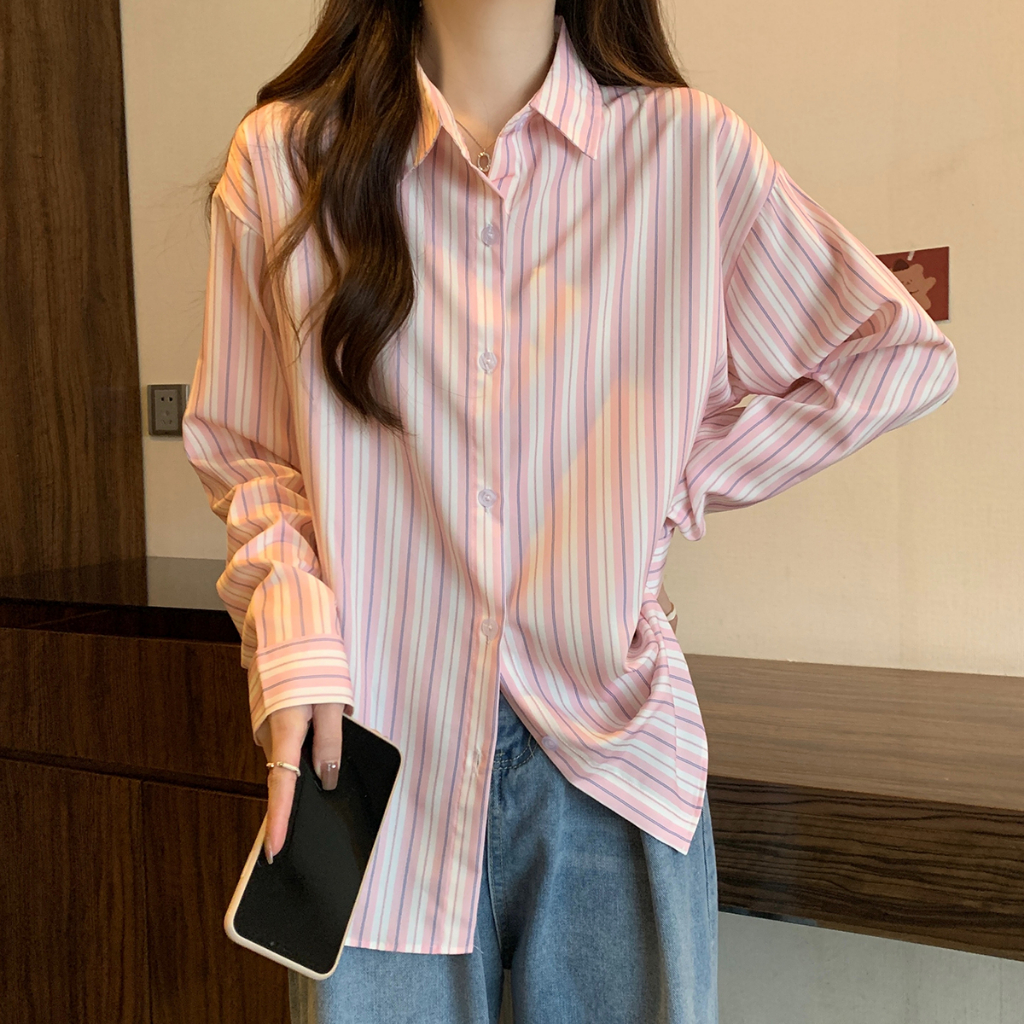 Áo sơ mi sọc nữ, Thiết kế thời trang ，Bông nguyên chất, Thoải mái và thoáng khí