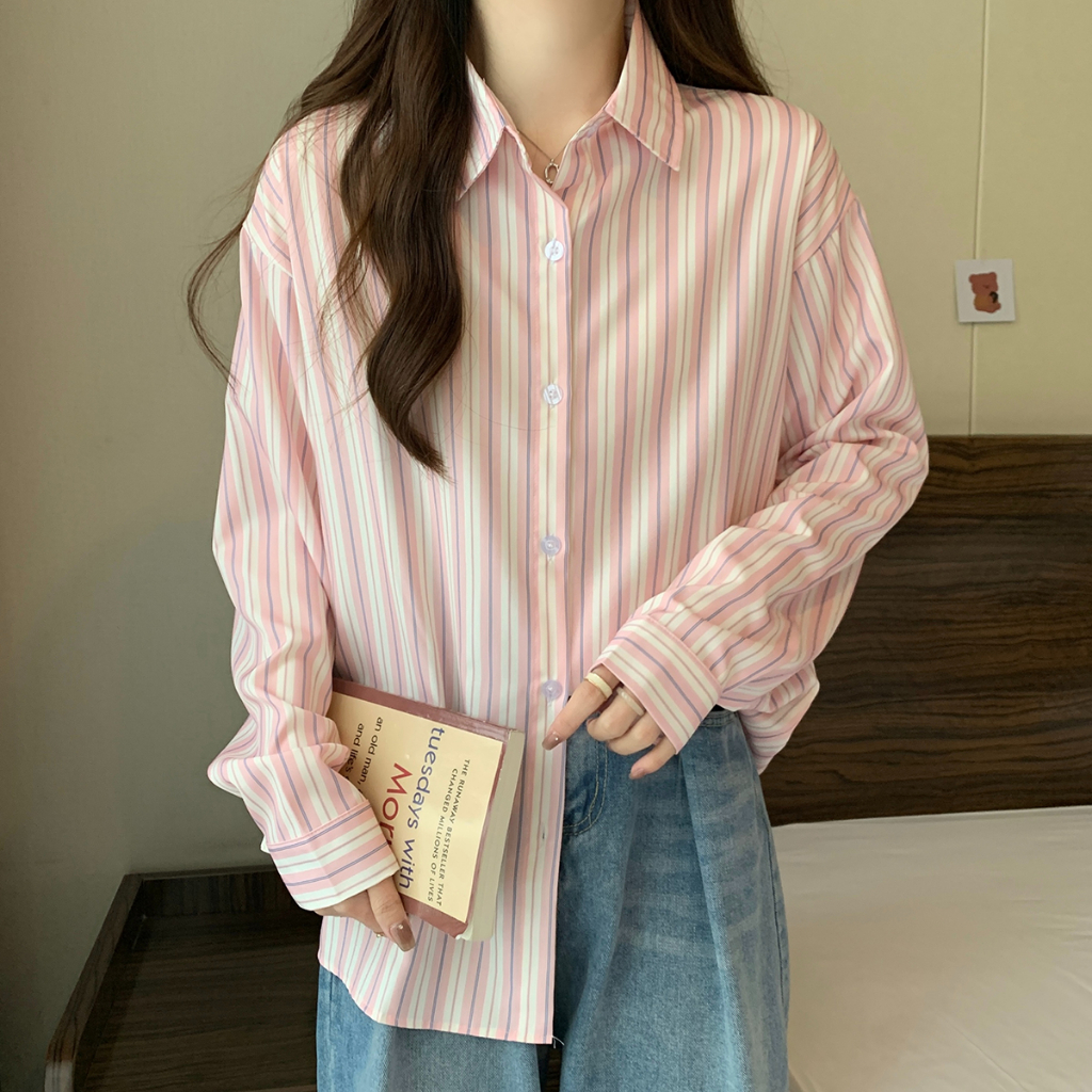 Áo sơ mi sọc nữ, Thiết kế thời trang ，Bông nguyên chất, Thoải mái và thoáng khí
