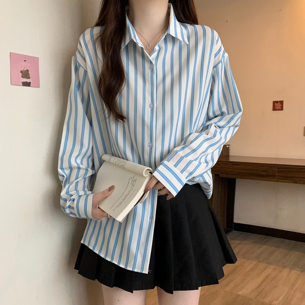 Áo sơ mi sọc nữ, Thiết kế thời trang ，Bông nguyên chất, Thoải mái và thoáng khí