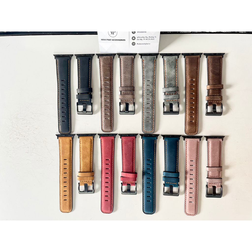 Dây da bò cao cấp nhập khẩu 38mm/40mm/41mm/42mm/44mm/45mm cho  Apple Watch SE 7 6 5 4 3 2 1 - DDAP04