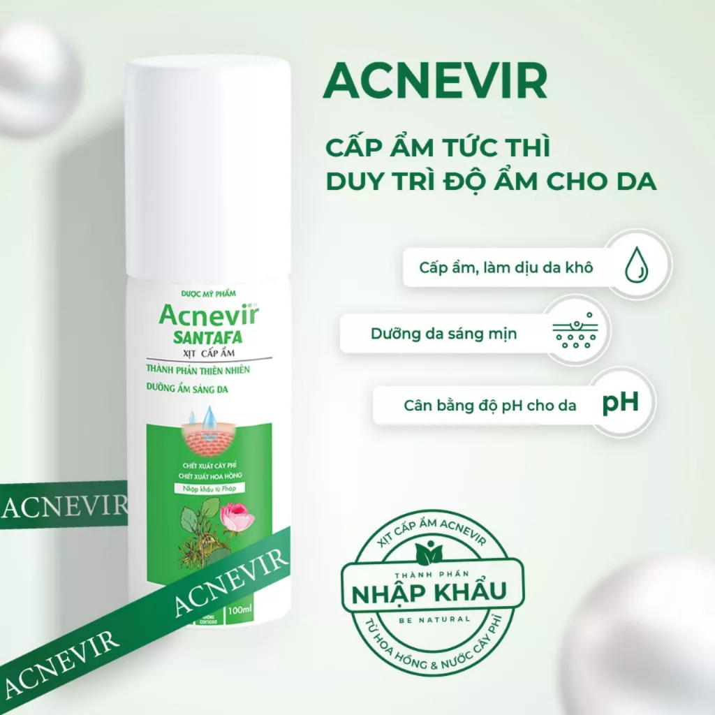 Xịt Cấp Ẩm, Sáng Da Từ Thiên Nhiên Acnevir Santafa Fobelife Chai 100ml
