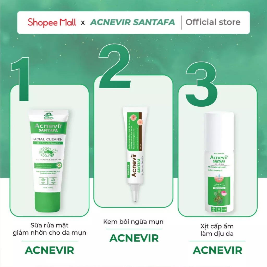 Xịt Cấp Ẩm, Sáng Da Từ Thiên Nhiên Acnevir Santafa Fobelife Chai 100ml