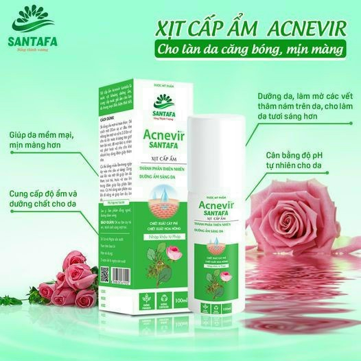 Xịt Cấp Ẩm, Sáng Da Từ Thiên Nhiên Acnevir Santafa Fobelife Chai 100ml
