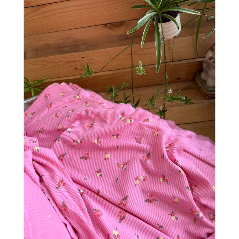 Vải cotton gân hoa