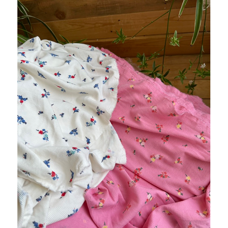 Vải cotton gân hoa